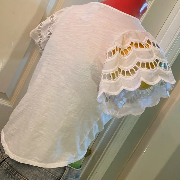 Tahari White Flutter Sleeve Asymmetrical Blouse - Picture 10 of 13